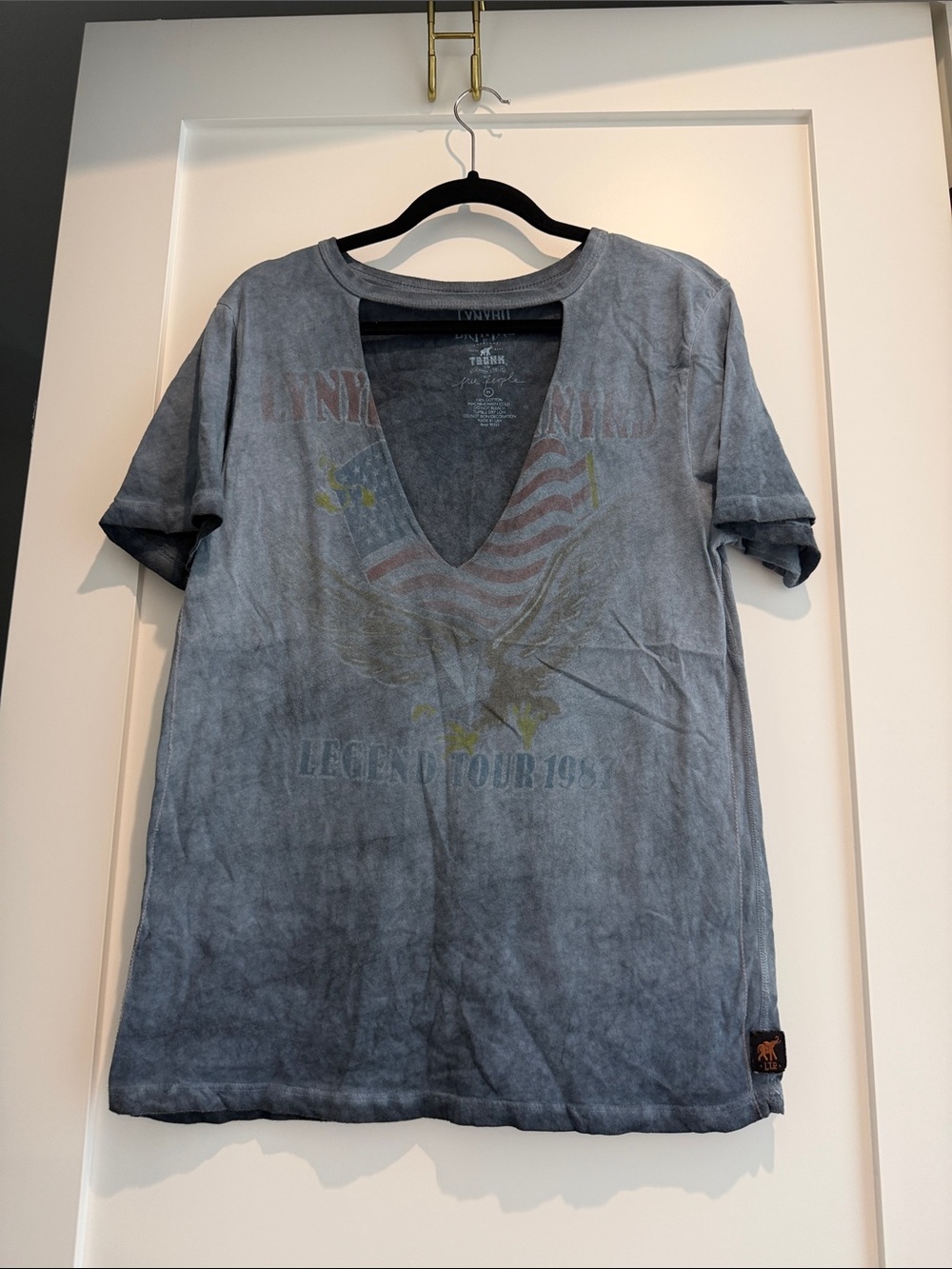 Trunk Ltd for Free People Washed Gray Graphic Band Tee with Faded Print